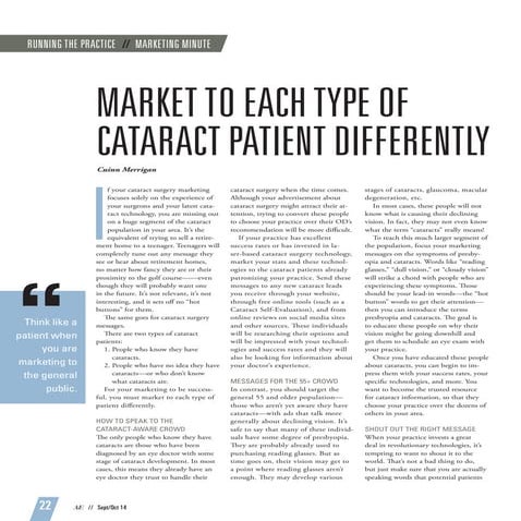 Market To Each Type Of Cataract Patient Differently 