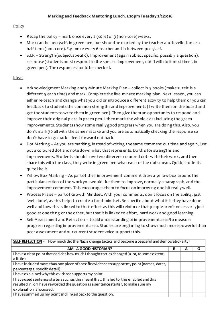 Marking and feedback suggestions