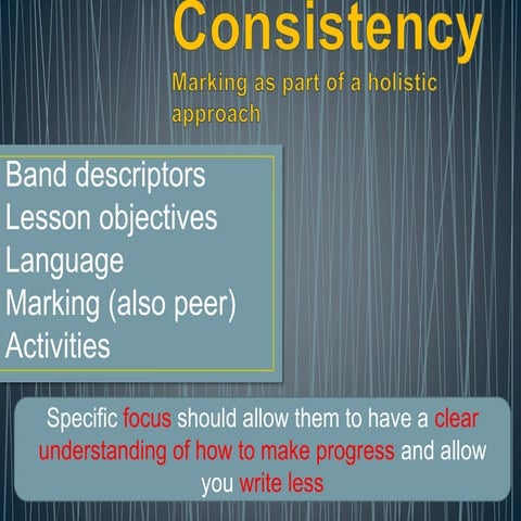 Consistency: Marking as part of a holistic approach