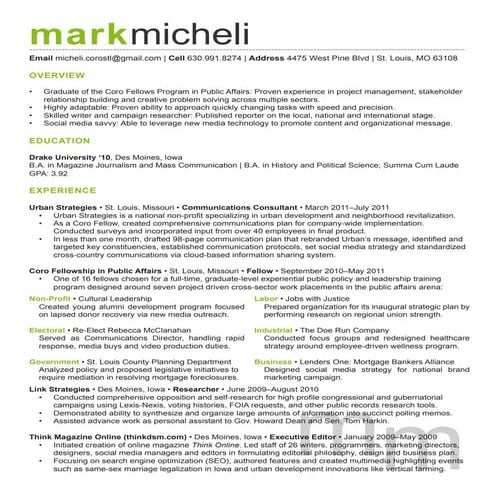 Mark Micheli Resume