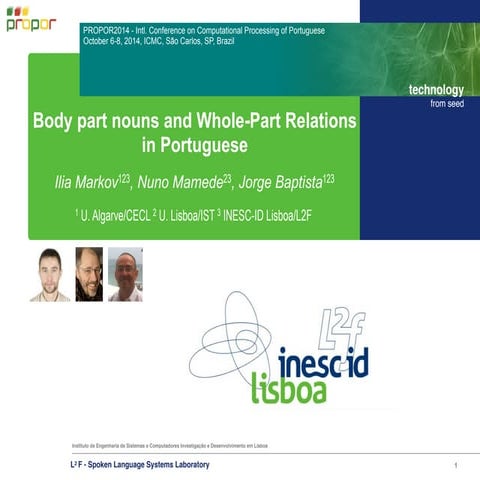 Body-Part Nouns and Whole-Part Relations in Portuguese