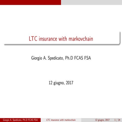 Long term care insurance with markovchain package