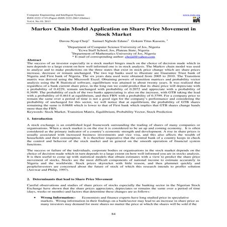 Markov chain model application on share price movement in stock market