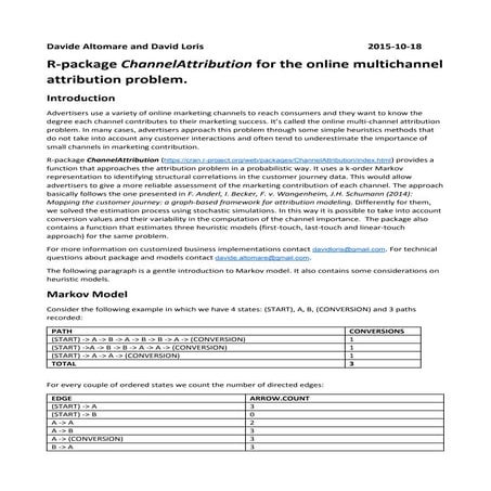 Markov model for the online multichannel attribution problem