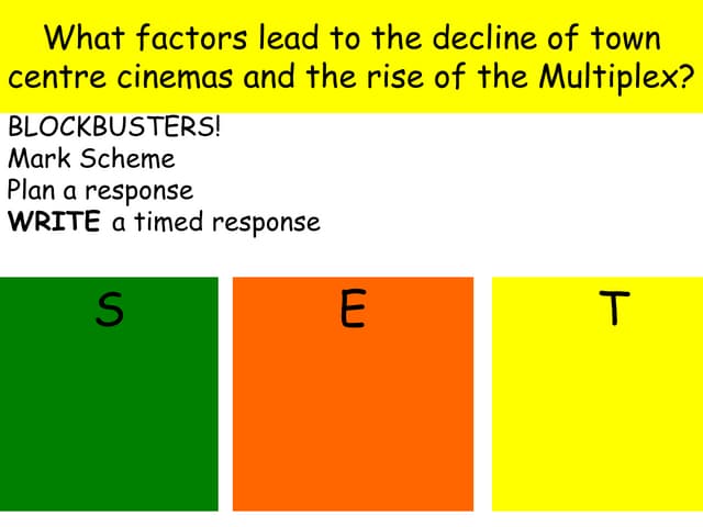 Mark scheme and timed cond plan for Rise of Blockbuster