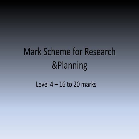 Mark scheme for research &planning