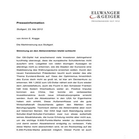 DIE MARKTMEINUNG AUS STUTTGART: Stimmung an den Aktienmärkten bleibt schlecht