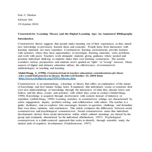 Markus annotated bib