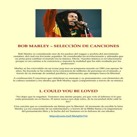 Letras De Canciones De Bob Marley