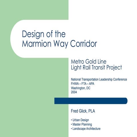 Design of the Marmion Way Corridor