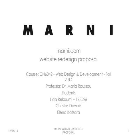 Site Redesign Proposal for Marni