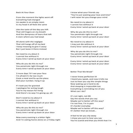 Maroon5's songs lyric (lirik lagu Maroon5)