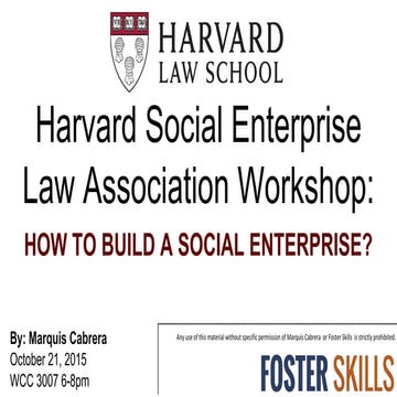 Harvard Law: How to Build a Social Enterprise? 