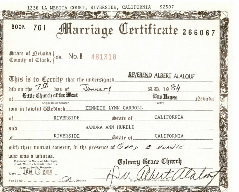 Marriage certificate