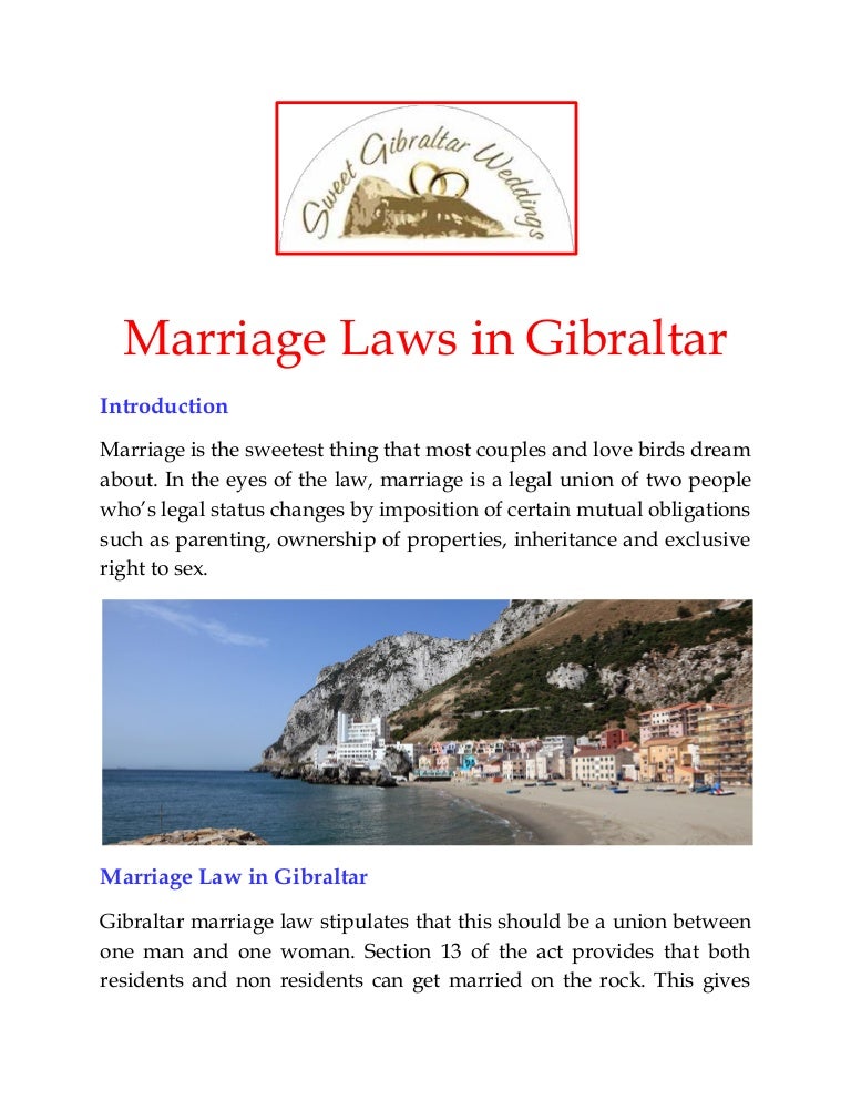 Marriage Laws in Gibraltar
