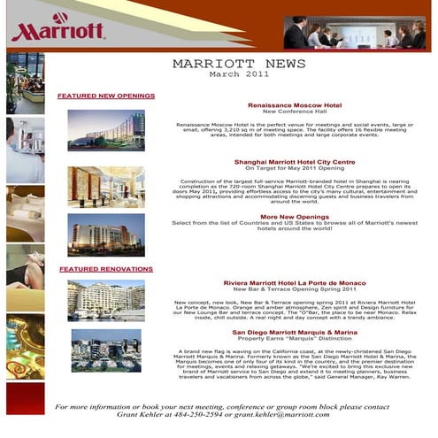 Marriott News   March 2011  Grant Kehler