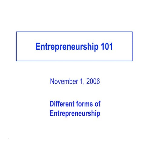Entrepreneurship 101: Different forms of Entrepreneurship