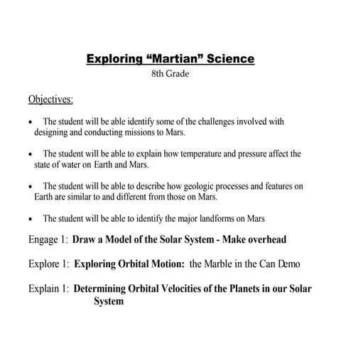 Mars Lesson Presentation