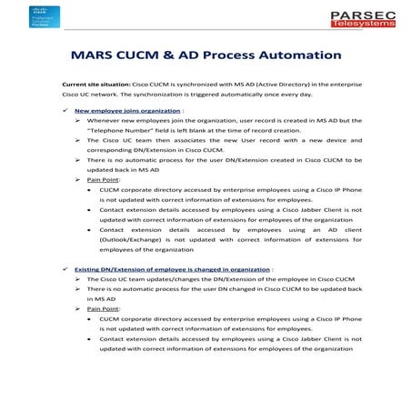 MARS CUCM & AD Process Automation