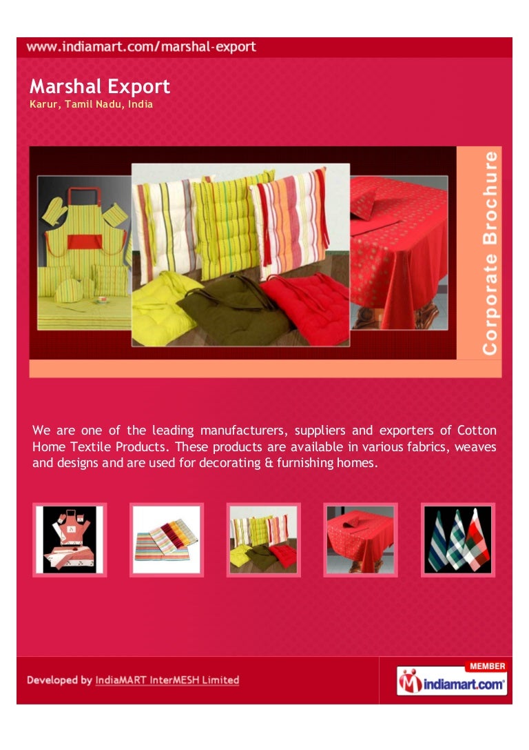 Marshal Export, Karur, Home Textile.