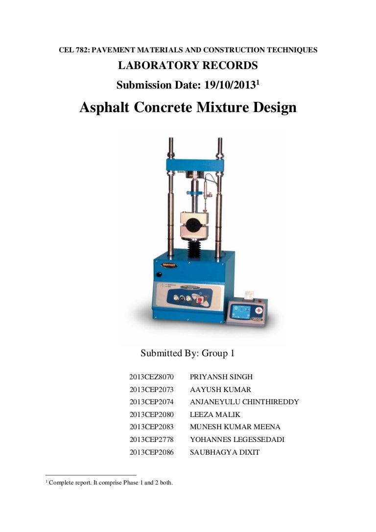 Marshall Mix Design Lab Report