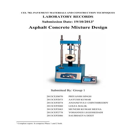 Marshall Mix Design: Lab Report