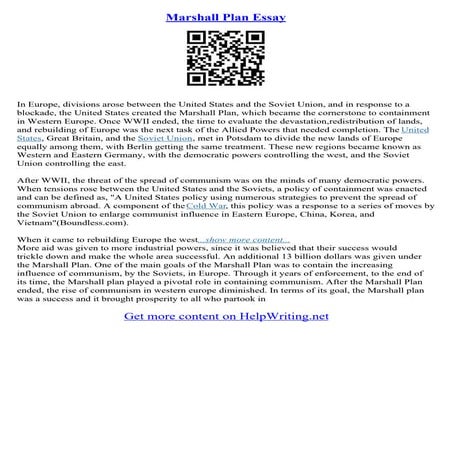 Marshall Plan Essay