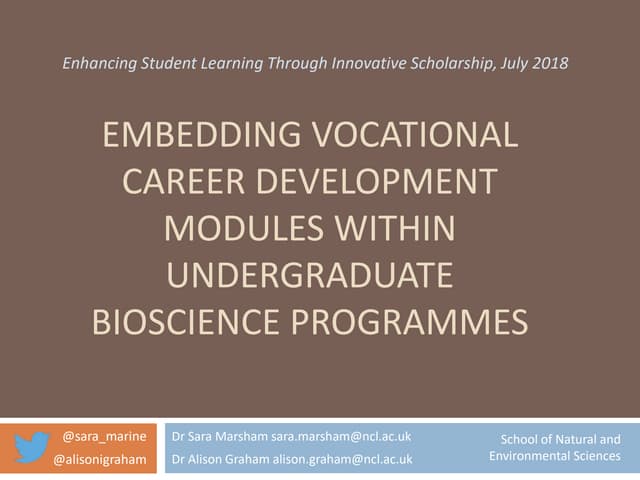 Embedding vocational career development modules within undergraduate bioscien...