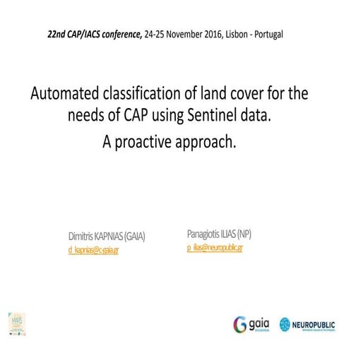Automated classification of land cover for the needs of CAP using Sentinel da...