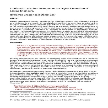 Developing a Pre-Sea Curriculum for the Digital Generation of Marine Engineers