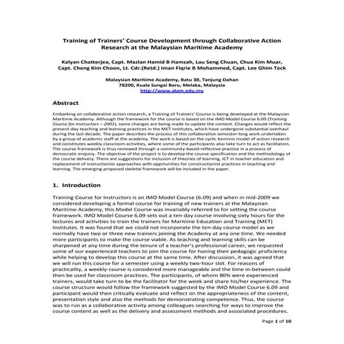 Training Of Trainers' Course @ Malaysian Maritime Academy