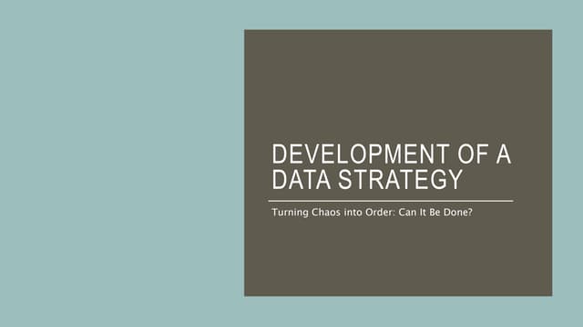Developing a Data Strategy