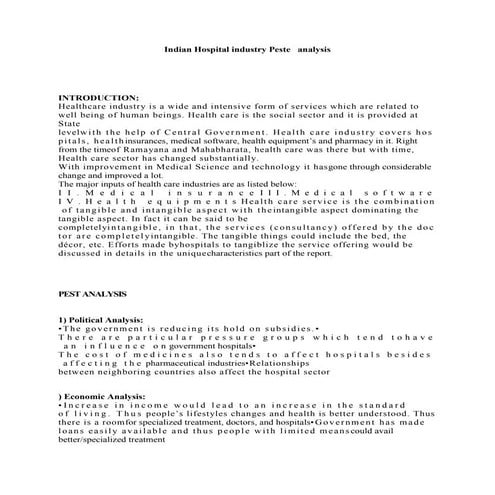 Situational analysis in health care industry | PPTX