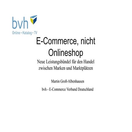 E-Commerce, nicht Onlineshop