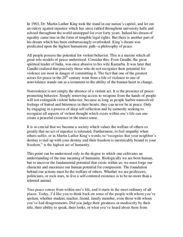 Martin luther king oratorical competition speech