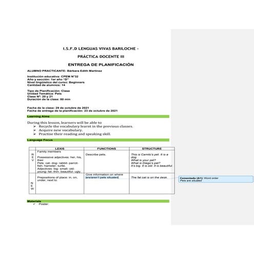 Martínez, bárbara  lesson plan 20 and 21- pca docente iii - pass