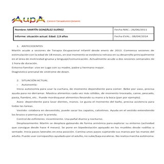 Informe evolutivo de Martín