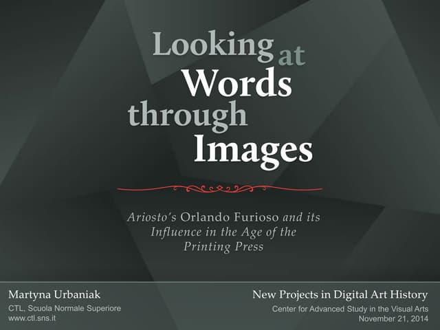 Looking at Words through Images - Presentation at CASVA, National Gallery of ...