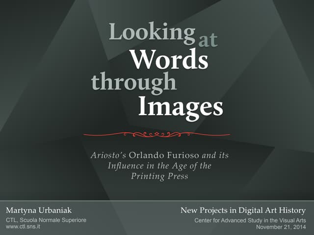 Looking at Words through Images - Presentation at CASVA, National Gallery of ...