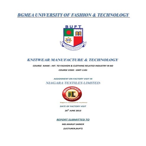 Factory visiting Report: NIAGRA