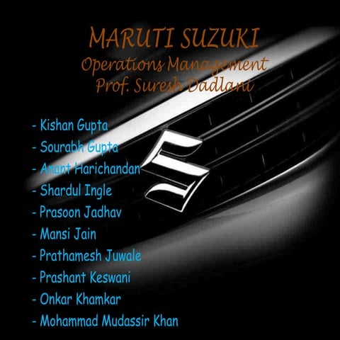 Maruti suzuki - Operations Management New Product Launch .