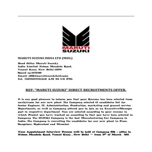 Marutisuzuki call letter