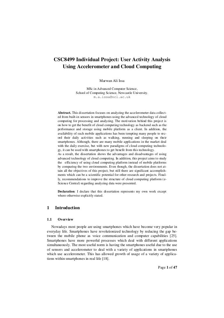 User Activity Analysis Using Accelerometer and Cloud Computing User Activity Analysis Using Accelerometer and Cloud Computing