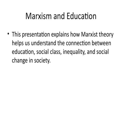 Social Inequality and Marxism | PPTX