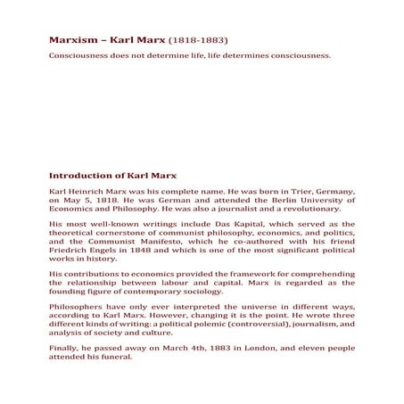 Marxism by Karl Marx