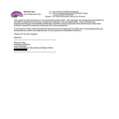 Maryann Ray Reference 03-01-2006