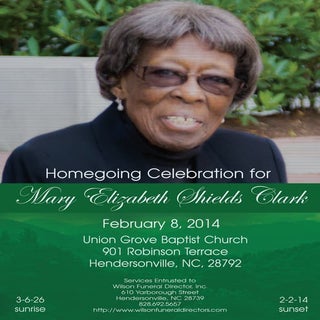 Funeral Program for Mary Elizabeth ...