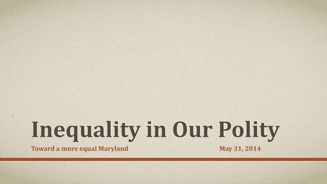 Inequality and Maryland's Future