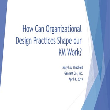 KM SHOWCASE 2019 - How Can Organizational Design Practices Shape our KM Work?