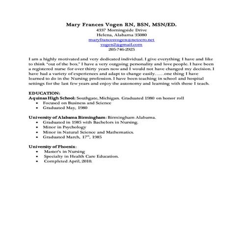 Marys resume updated 2016